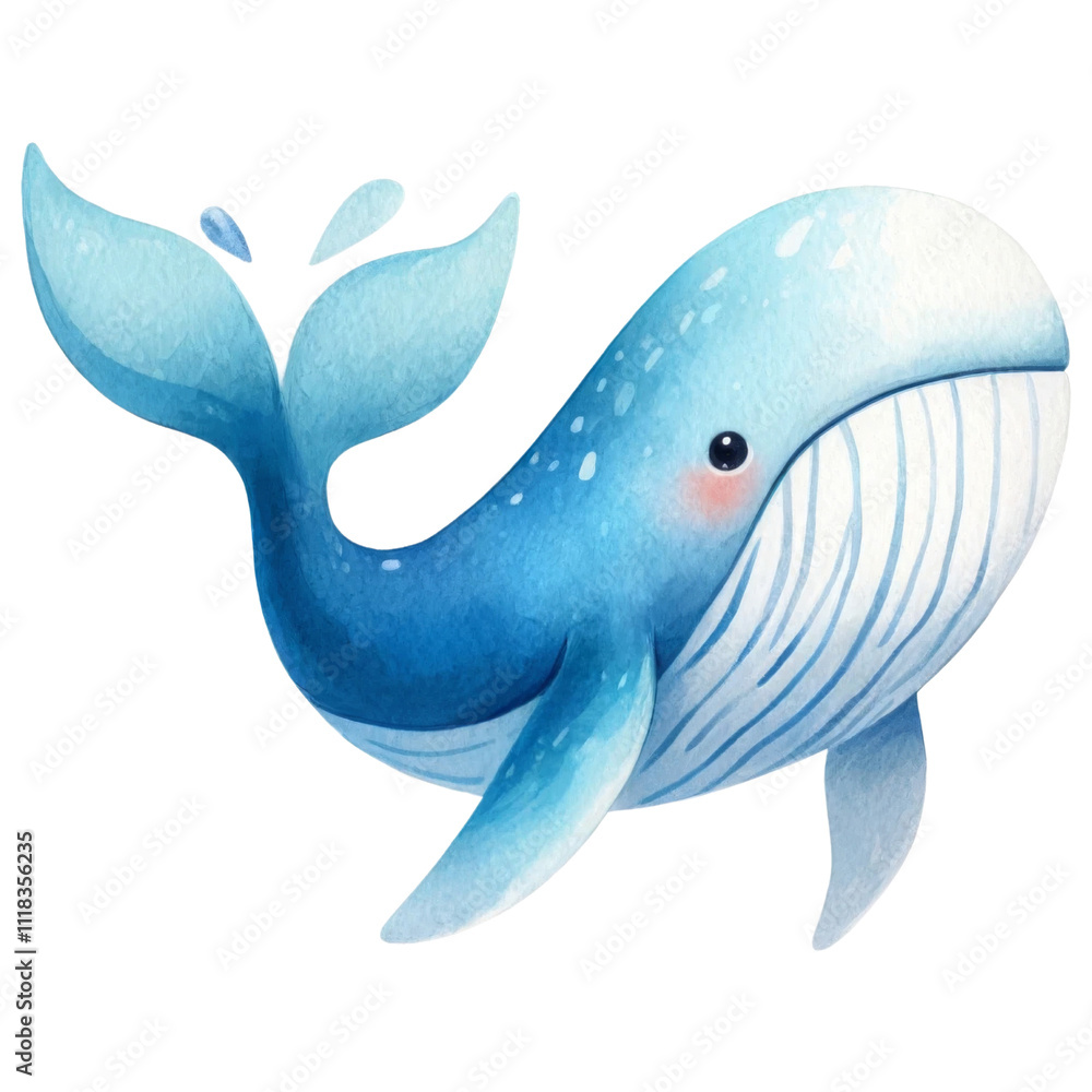Fototapeta premium Playful Blue Whale Illustration.