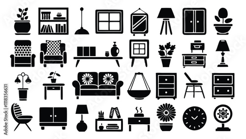 Home and Interior Design related icon editable stroke outline  set of different types small icons isolated on white background flat vector illustration