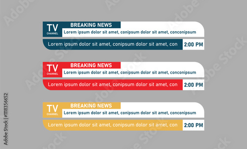 Lower third colourful breaking news design with Gray background