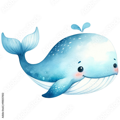 Playful Blue Whale Illustration.