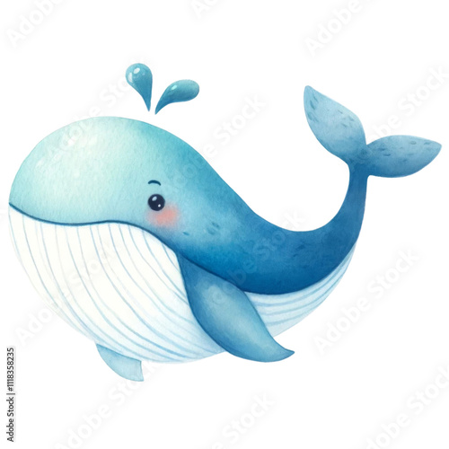 Playful Blue Whale Illustration.