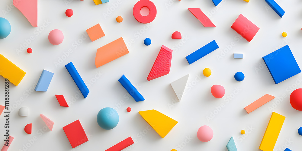 Colorful Geometric Shapes on White Background Colorful Geometric Shapes on White Background