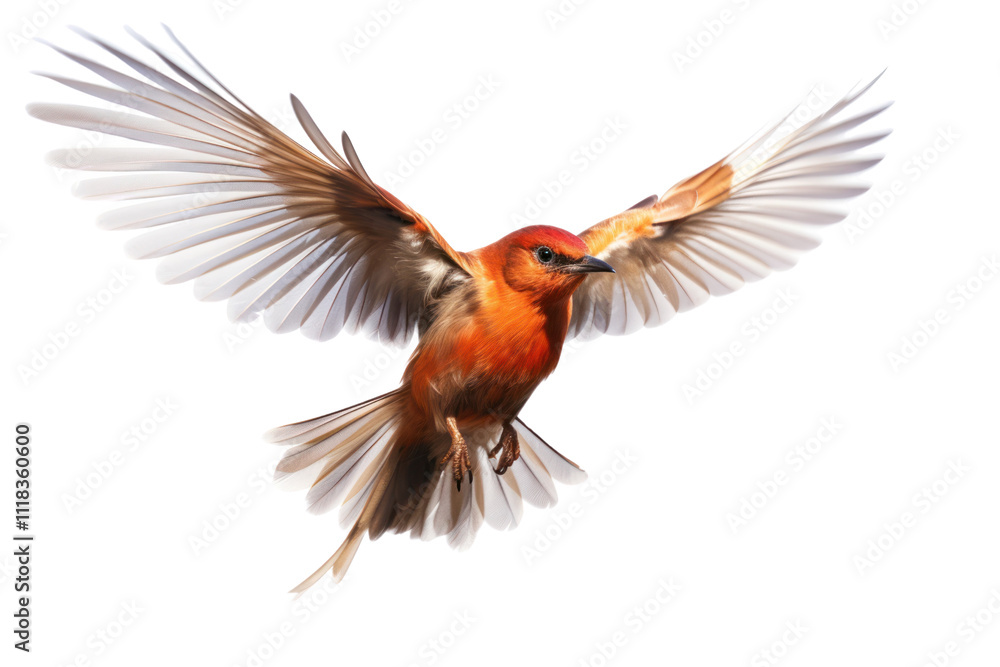 Fototapeta premium Fly in mid-air with wings fluttering fast capturing motion blur isolated on white background