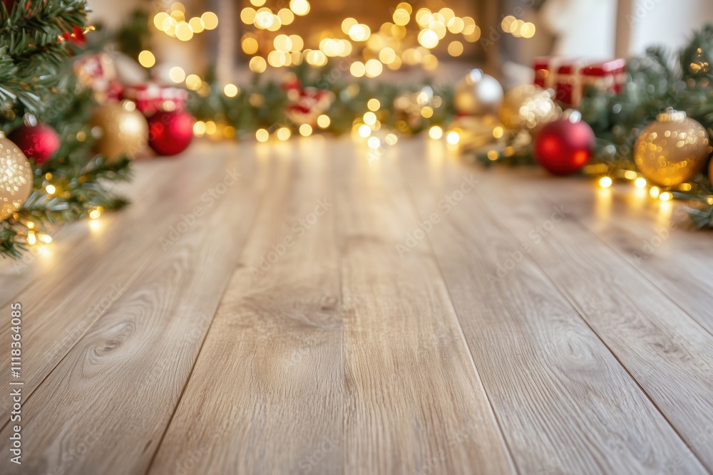 A wooden table with a fireplace in the background. The table is empty and the fireplace is lit A wooden table with a fireplace in the background. The table is empty and the fireplace is lit