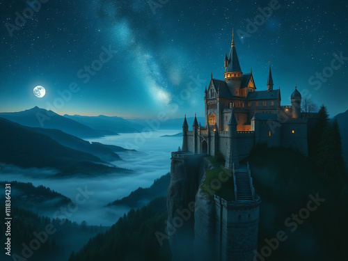 castle in the night photo