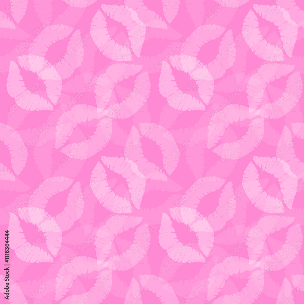 White lip prints on a pink background. Seamless vector pattern, print, illustration for Valentine's Day White lip prints on a pink background. Seamless vector pattern, print, illustration for Valentine's Day