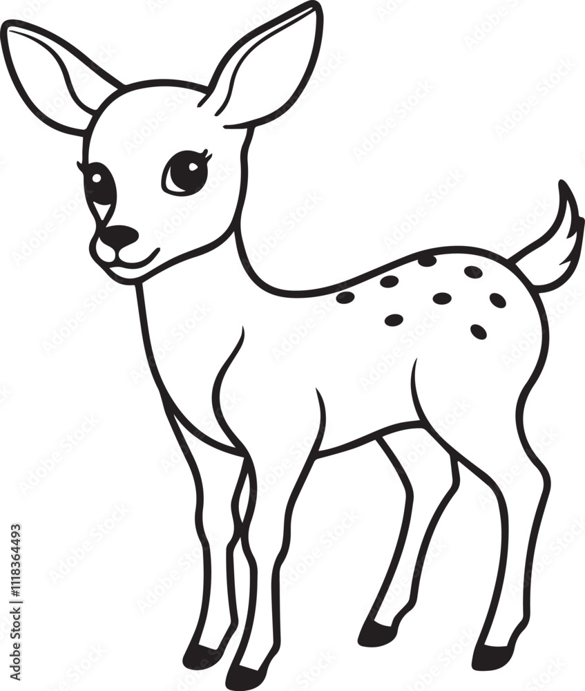 Fototapeta premium illustration of a baby deer vector line art