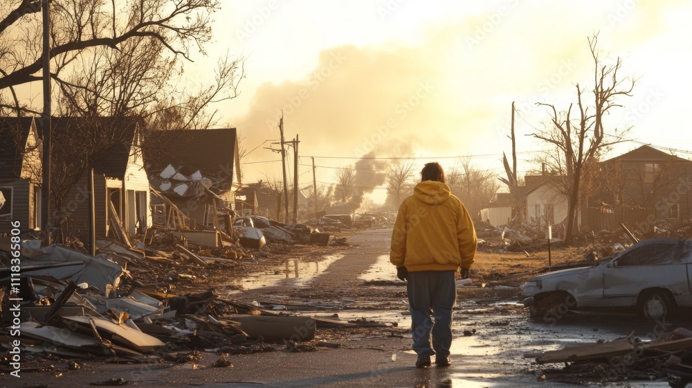 Aftermath of a Natural Disaster: A Desolate Street Aftermath of a Natural Disaster: A Desolate Street