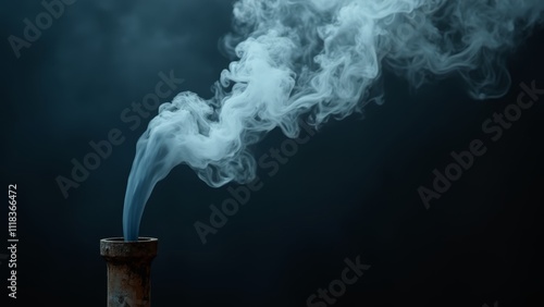 A blue smoke coming out of a pipe on a black background