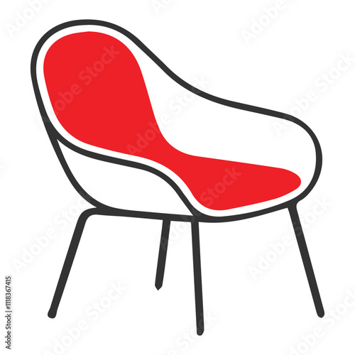 Red Armchair Isolated on White Background
