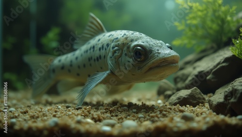 A fish that is sitting in the sand