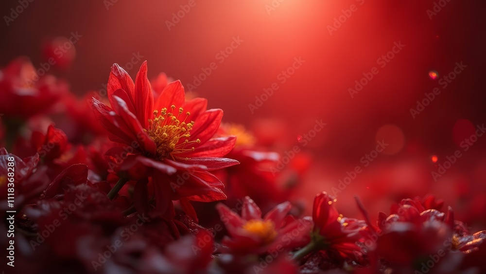 A bunch of red flowers with a red background A bunch of red flowers with a red background