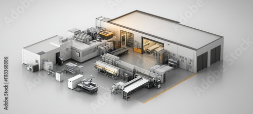 Advanced Manufacturing Facility: A 3D Rendering of a Modern Industrial Plant