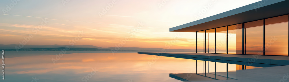 luxury contemporary villa showcases infinity pool at sunset, reflecting vibrant colors in water. modern architecture blends seamlessly with serene landscape luxury contemporary villa showcases infinity pool at sunset, reflecting vibrant colors in water. modern architecture blends seamlessly with serene landscape