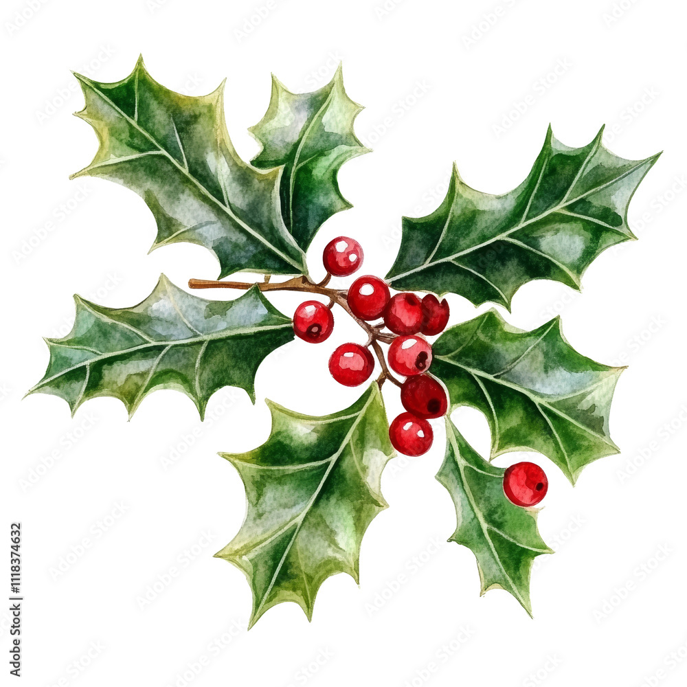 Holly jolly watercolor illustration isolated on transparent background Holly jolly watercolor illustration isolated on transparent background