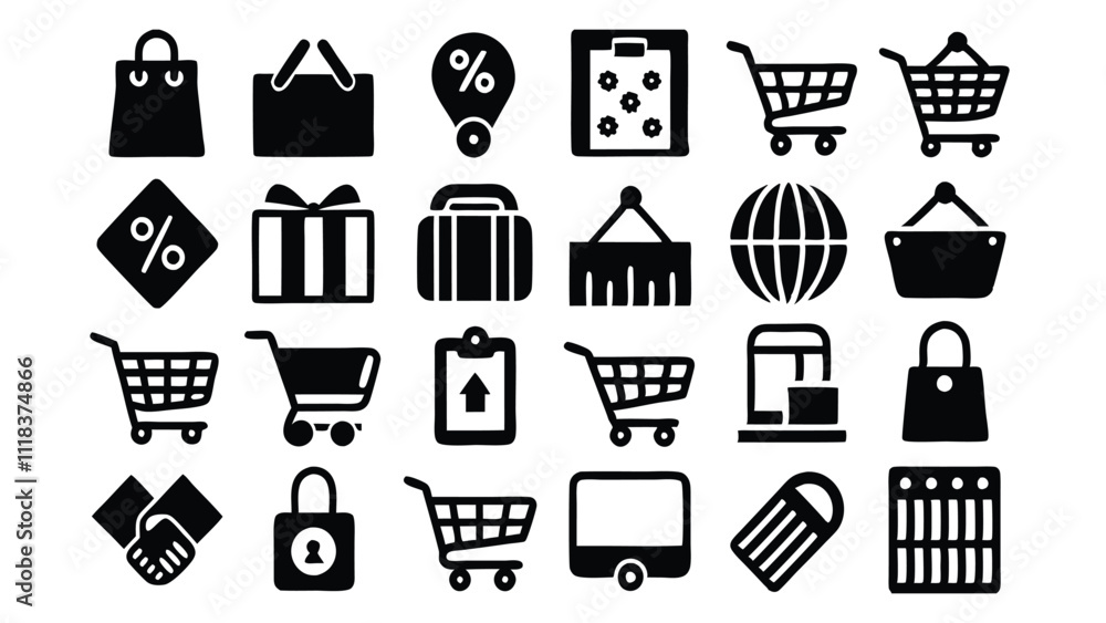 Shopping and E-commerce related icon editable stroke outline set of different types small icons isolated on white background flat vector illustration Shopping and E-commerce related icon editable stroke outline set of different types small icons isolated on white background flat vector illustration
