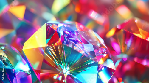 Beautiful prismatic light prism diamond abstract background with rainbow colors new quality universal joyful colorful stock image illustration wallpaper design, generative ai. Prism. Illustration photo