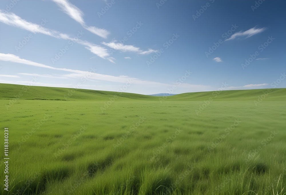 A lush meadow under a clear blue sky A lush meadow under a clear blue sky