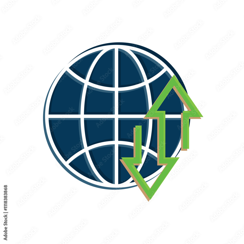arrow icon. Top and Bottom signs with the world. Buy and sell symbols. for economics, data analysts, finance. Flat modern design style. arrow icon. Top and Bottom signs with the world. Buy and sell symbols. for economics, data analysts, finance. Flat modern design style.