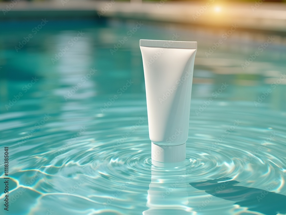 White cosmetic tube with water circle mockup White cosmetic tube with water circle mockup