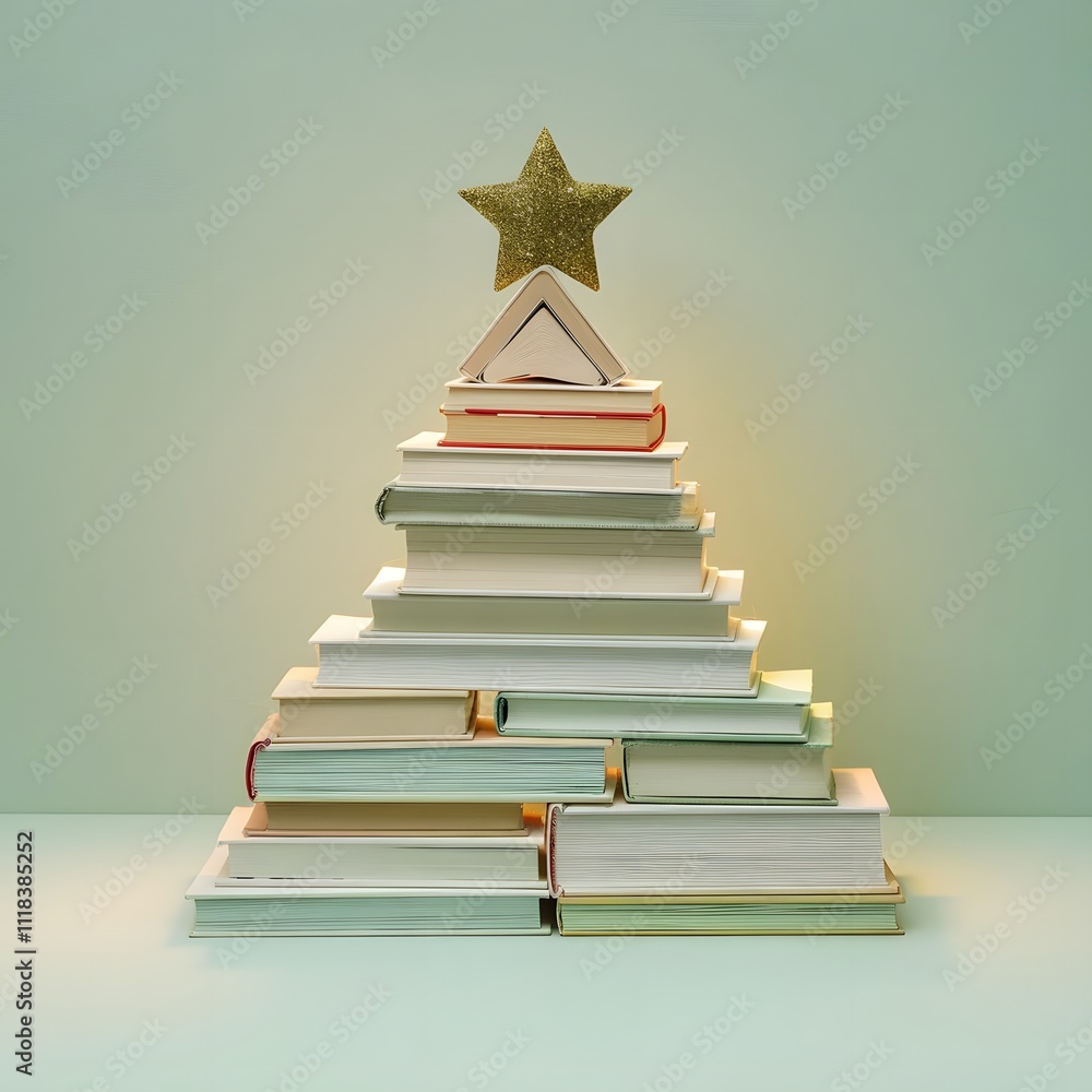 Bookshelves with books in the shape of christmas tree,Romania Bookshelves with books in the shape of christmas tree,Romania