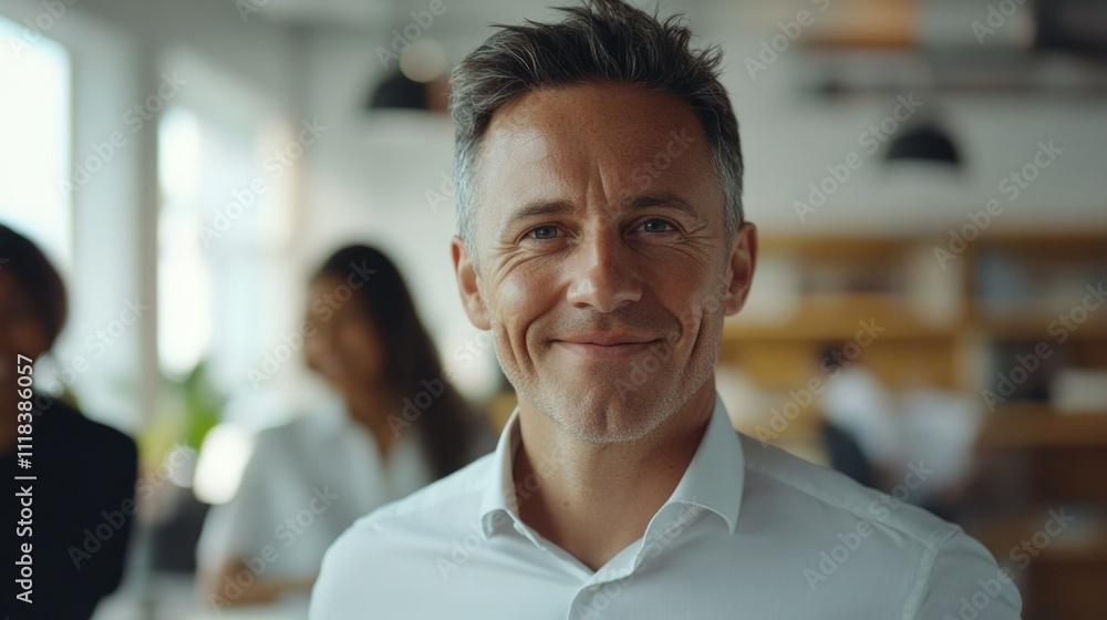 Business Professional Smiling in Office Environment Business Professional Smiling in Office Environment