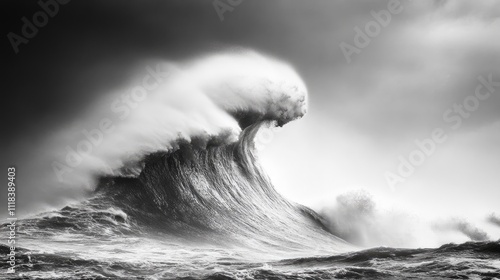 Majestic Ocean Wave Crushing Under Stormy Skies