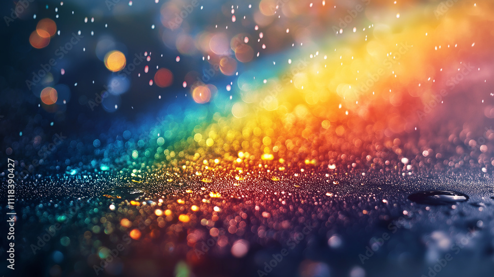 Obraz premium Vibrant Rainbow Drops: A Magical Blend of Colors and Light