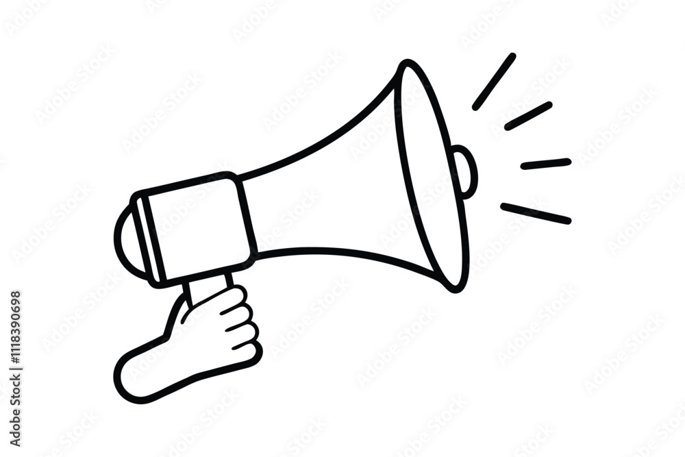 Megaphone in Hand Silhouette Vector - Communication and Announcement Icon for Marketing and Outreach Megaphone in Hand Silhouette Vector - Communication and Announcement Icon for Marketing and Outreach