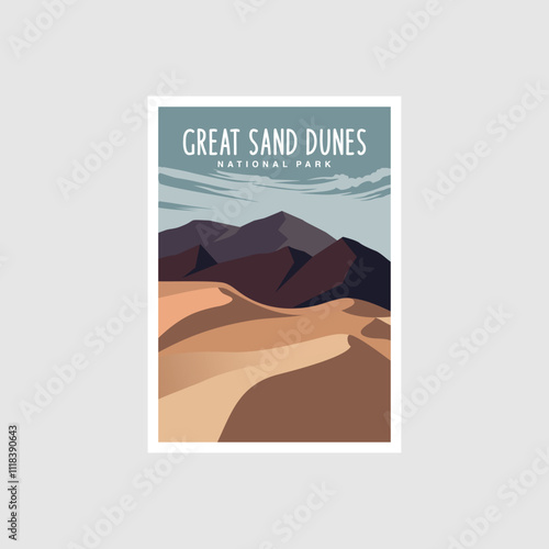 Great Sand Dunes National Park poster vector illustration design