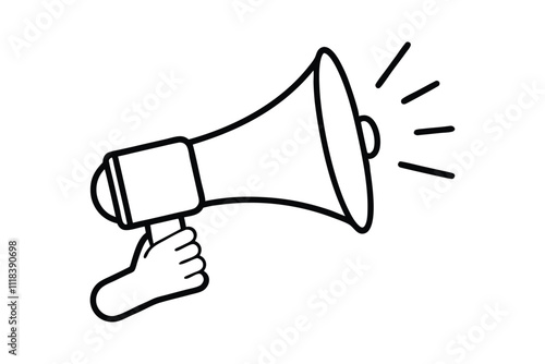 Megaphone in Hand Silhouette Vector - Communication and Announcement Icon for Marketing and Outreach photo