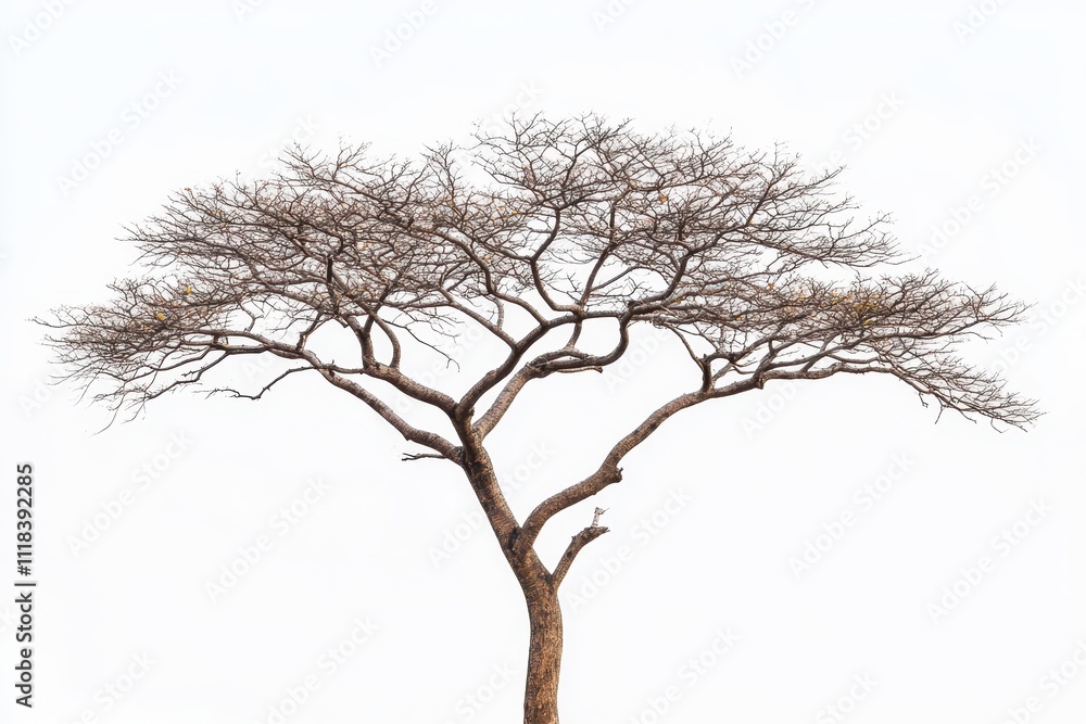 A solitary, bare tree with intricate branches against a light background. A solitary, bare tree with intricate branches against a light background.