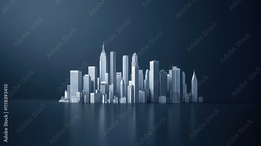 Modern city skyline isolated on white background. png Modern city skyline isolated on white background. png