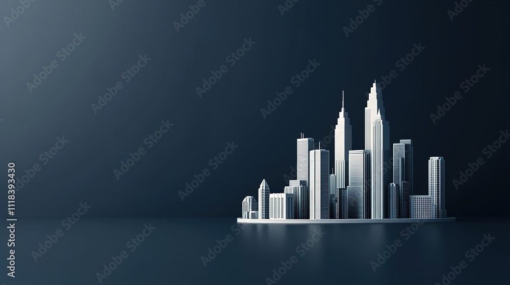 Modern city skyline isolated on white background. png Modern city skyline isolated on white background. png