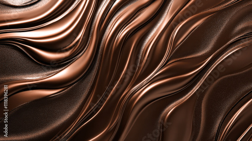 Luxurious flowing metallic copper fabric forming elegant waves  Mocha Mousse photo