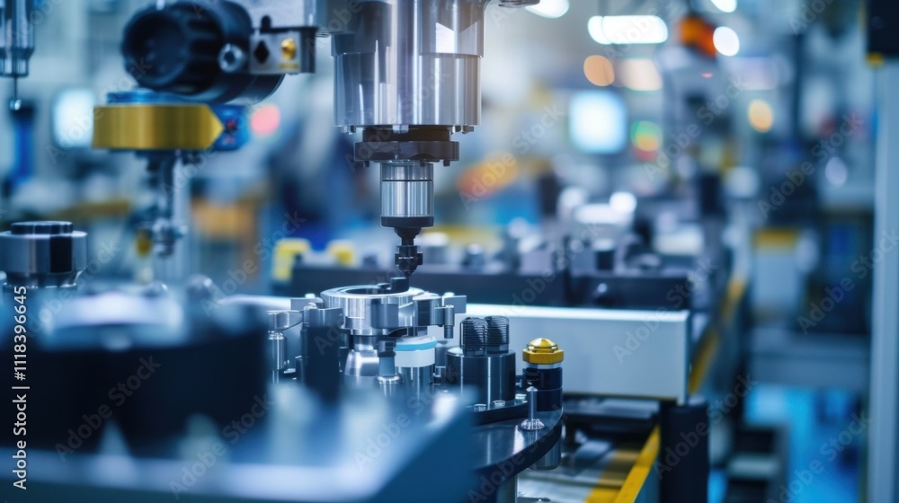 Modern robotic arm precisely assembling components on an advanced production line, showcasing innovative manufacturing processes in a high tech factory setting, optimizing efficiency and automation Modern robotic arm precisely assembling components on an advanced production line, showcasing innovative manufacturing processes in a high tech factory setting, optimizing efficiency and automation