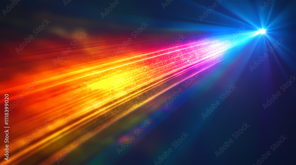 A rainbow colored light shines through a prism on a dark background. Prism. Illustration A rainbow colored light shines through a prism on a dark background. Prism. Illustration