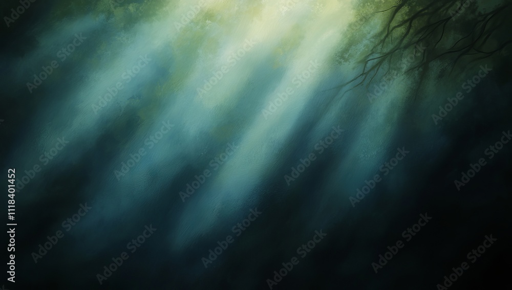 Sunbeams pierce through a dense forest canopy, creating a mystical and serene atmosphere. Sunbeams pierce through a dense forest canopy, creating a mystical and serene atmosphere.