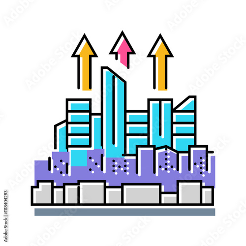 urban sprawl cyberpunk color icon vector. urban sprawl cyberpunk sign. isolated symbol illustration
