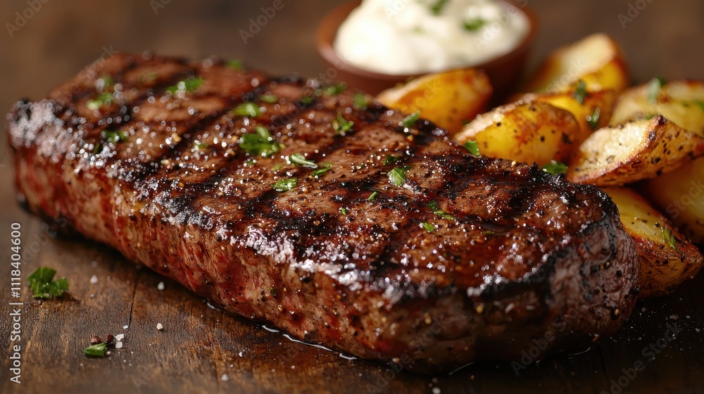 Grilled steak preparation rustic kitchen food cozy atmosphere close-up view culinary artistry Grilled steak preparation rustic kitchen food cozy atmosphere close-up view culinary artistry