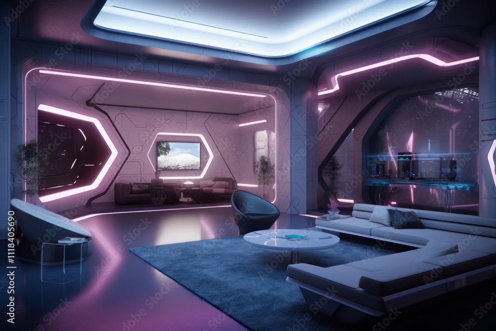Futuristic Living Room Design With Modern Furniture And Lighting Futuristic Living Room Design With Modern Furniture And Lighting