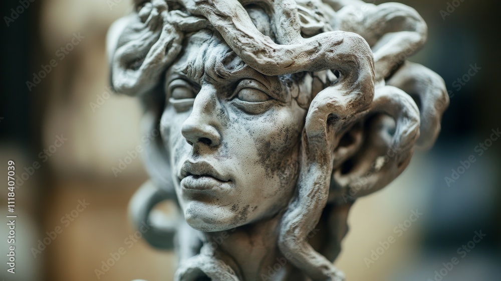 Intricate Medusa Sculpture: Ancient Greek Mythical Figure Intricate Medusa Sculpture: Ancient Greek Mythical Figure