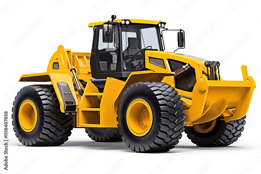 Unbelievable large yellow construction vehicle on a white background, ready for action Unbelievable large yellow construction vehicle on a white background, ready for action