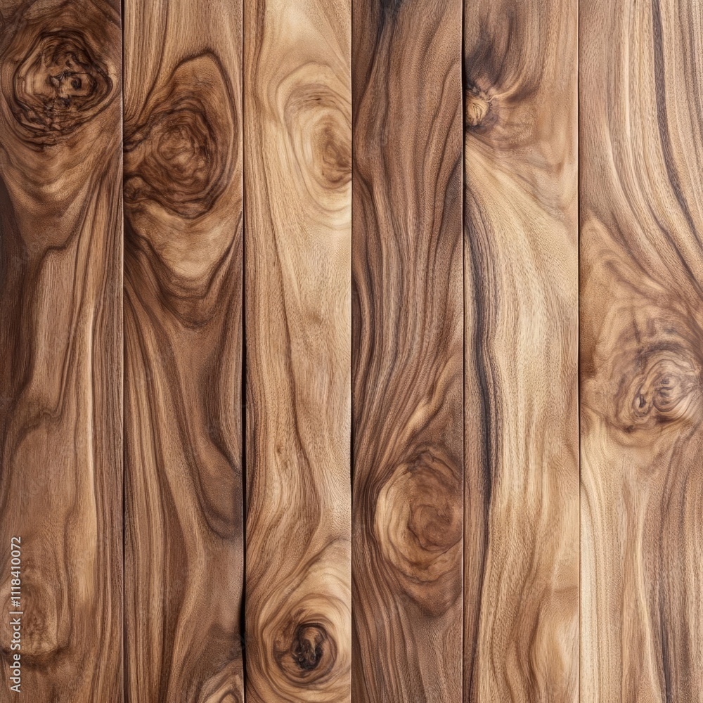 Rustic walnut plank with visible knots and rough edges, earthy and organic aesthetic