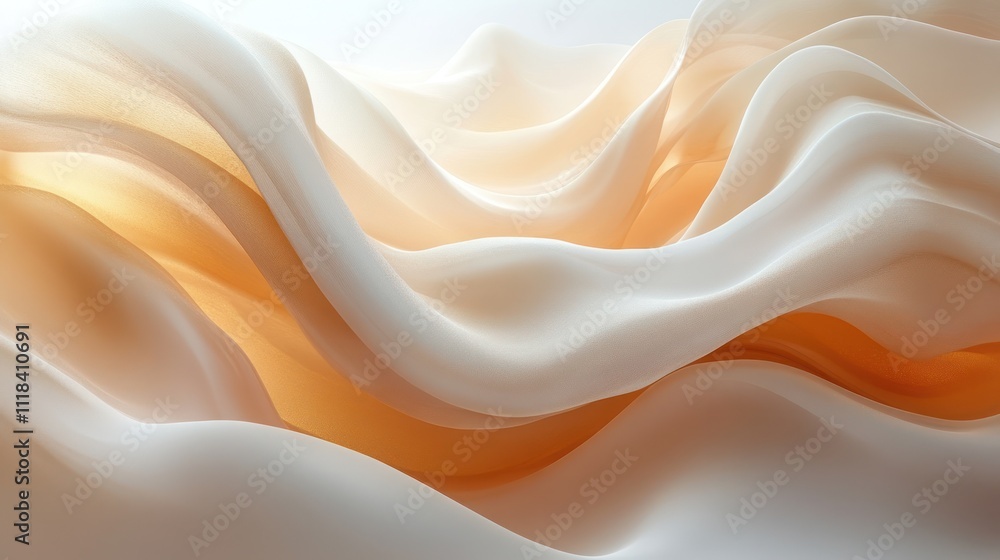 Obraz premium Abstract flowing beige and white fabric waves.