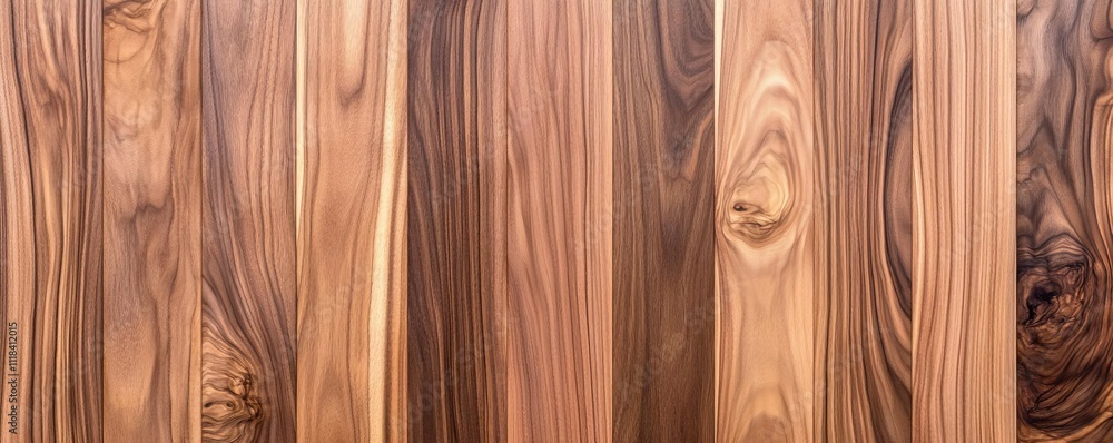 Walnut panel with vertical grain alignment, minimalistic and modern appeal Walnut panel with vertical grain alignment, minimalistic and modern appeal