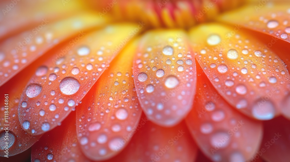 Close-up of dew drops on orange flower petals. (1) Close-up of dew drops on orange flower petals. (1)