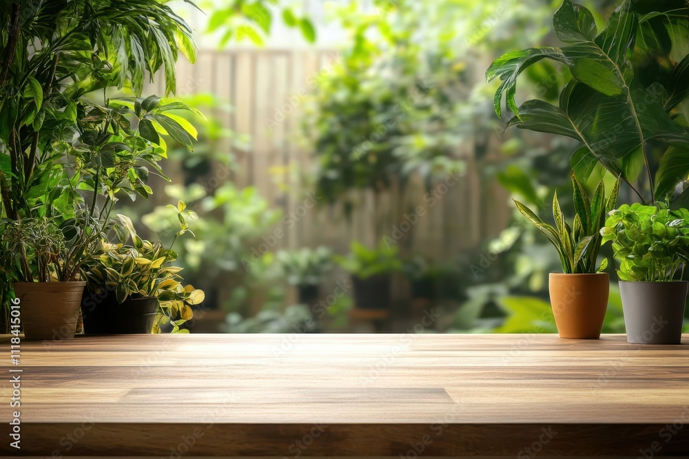 A serene indoor space with plants and a wooden table, inviting relaxation and connection to nature. A serene indoor space with plants and a wooden table, inviting relaxation and connection to nature.
