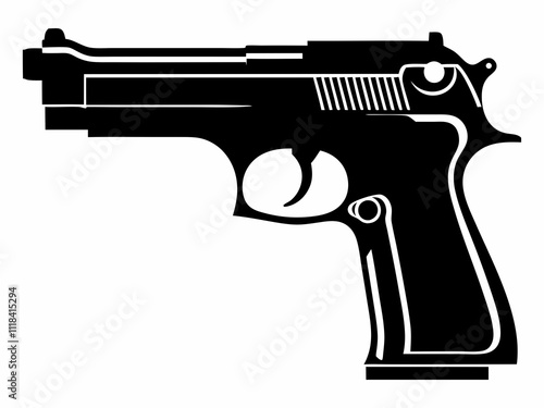 gun silhouette isolated on white background. Vector illustration