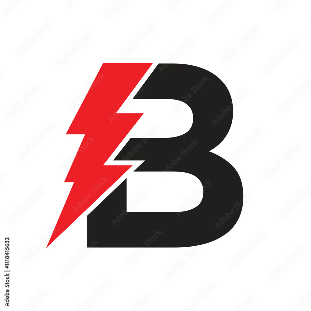 Letter B For Electric Logo Combination With Lightning Thunder Bolt Icon. Power Logo Design Letter B For Electric Logo Combination With Lightning Thunder Bolt Icon. Power Logo Design